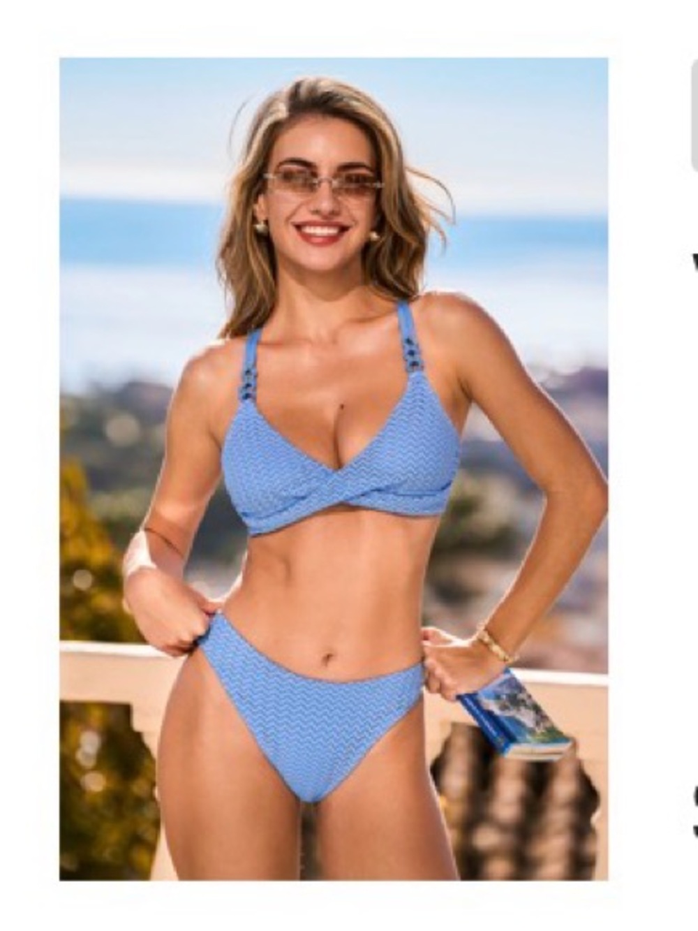 Cupshe Weekend Loading Light Blue Crochet Bikini Top and Bottom Set